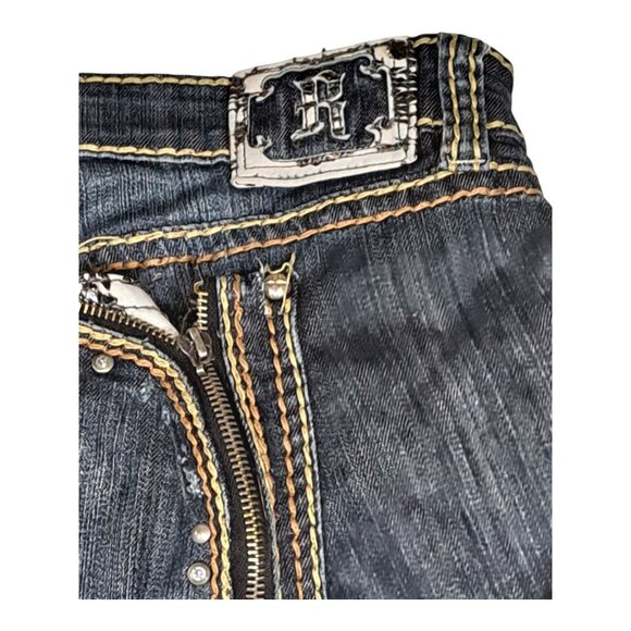 Y2K Request Express Womens Denim Bootcut Jeans 19/38 Denim Dark Wash (FLAW) - Picture 3 of 16